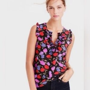 J. Crew Floral Blouse - Black, Red, Purple